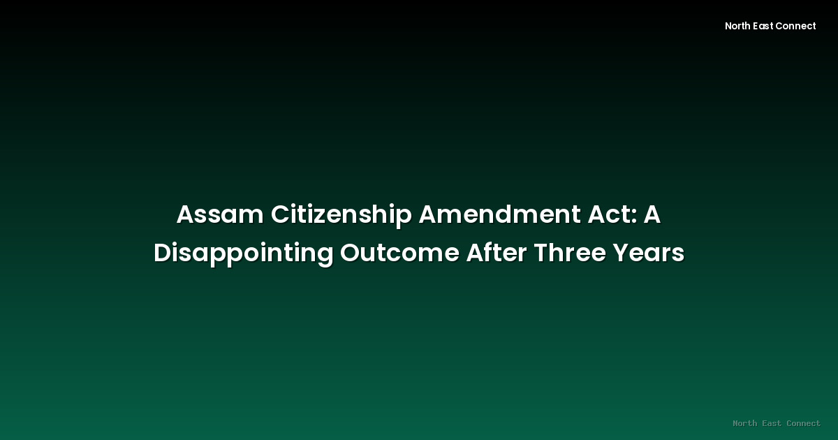 Assam Citizenship Amendment Act: A Disappointing Outcome After Three Years