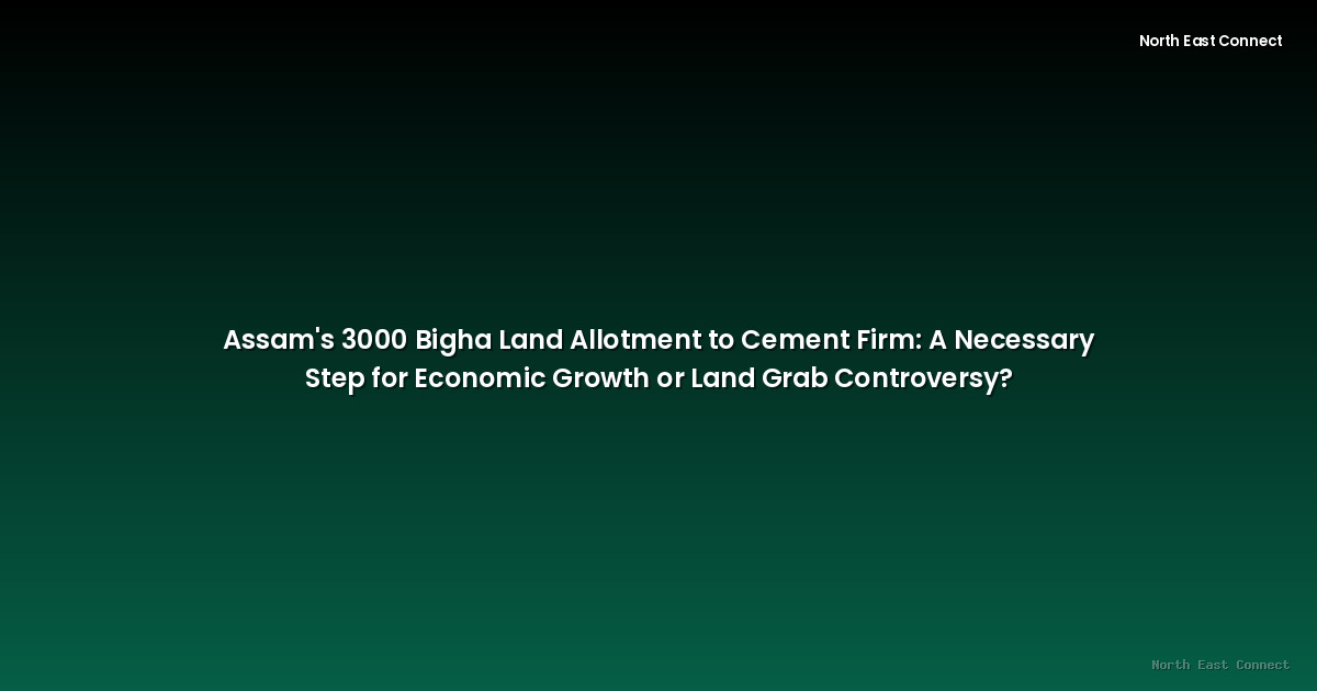 Assam's 3000 Bigha Land Allotment to Cement Firm: A Necessary Step for Economic Growth or Land Grab Controversy?