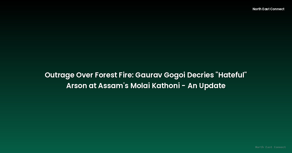 Outrage Over Forest Fire: Gaurav Gogoi Decries "Hateful" Arson at Assam's Molai Kathoni - An Update