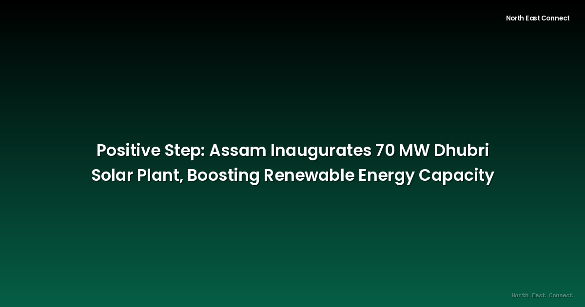 Positive Step: Assam Inaugurates 70 MW Dhubri Solar Plant, Boosting Renewable Energy Capacity