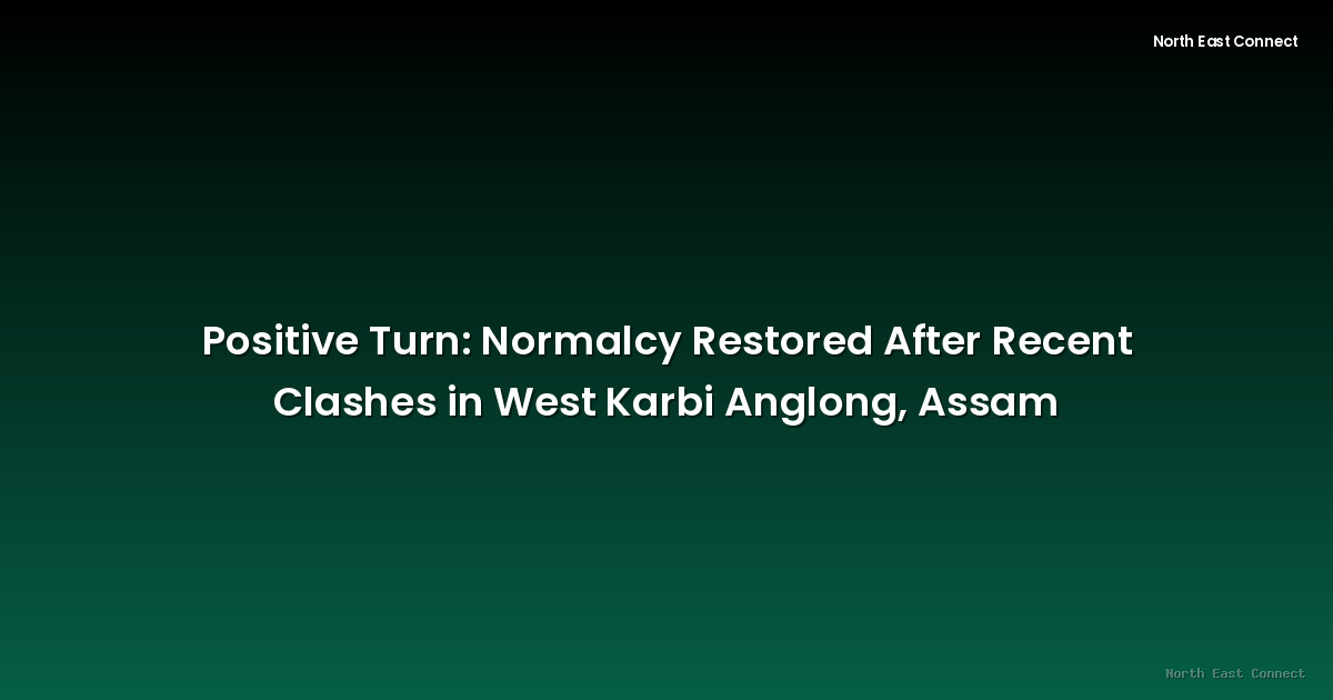Positive Turn: Normalcy Restored After Recent Clashes in West Karbi Anglong, Assam