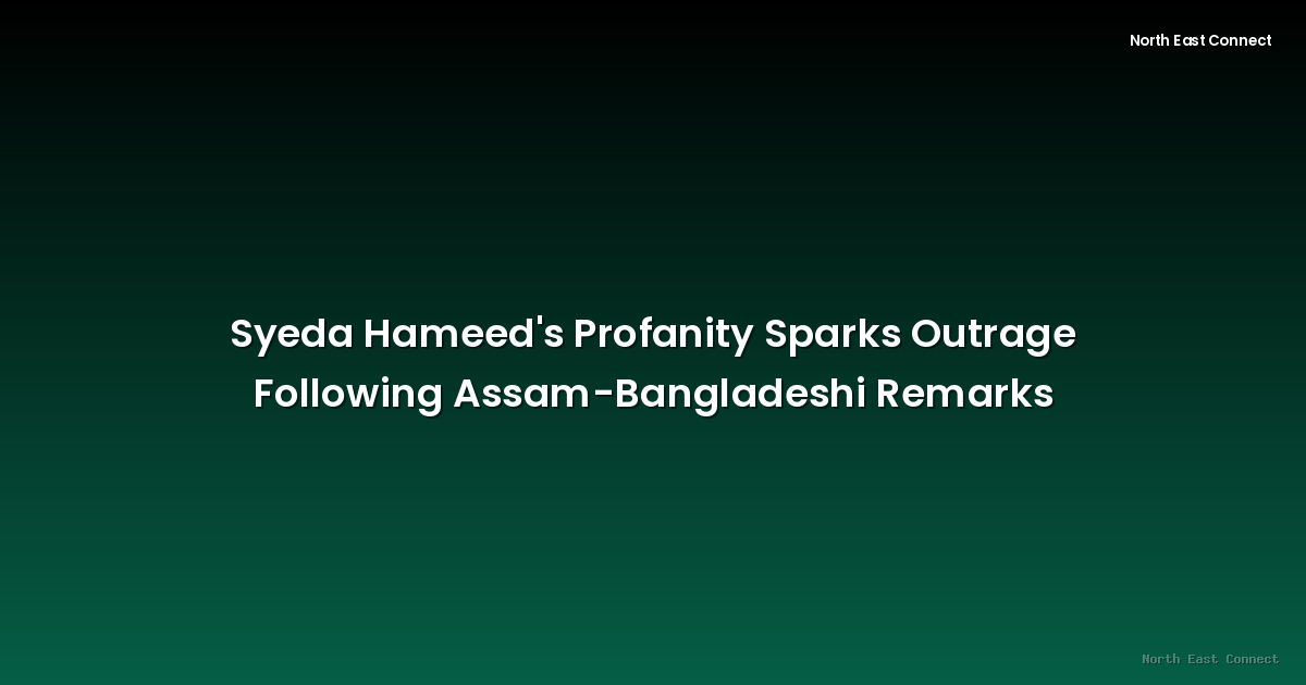 Syeda Hameed's Profanity Sparks Outrage Following Assam-Bangladeshi Remarks
